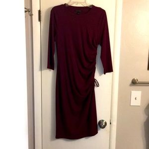 Scoop-neck purple side cinch dress